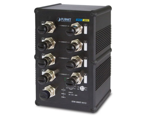 Корпоративный коммутатор ISW-800T-M12 индустриальный IP67 коммутатор/ IP67 rated 8-Port 10/100Mbps M12 Fast Ethernet Switch (-40 to 75 degree C)