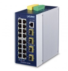 коммутатор/ PLANET IGS-6325-16T4S IP30 Industrial L3 16-Port 10/100/1000T + 4-port 1G/2.5G SFP Full Managed Switch (-40 to 75 C, dual redundant power input on 9~48VDC terminal block, 2*DI, 2*DO, ERPS Ring, 1588 PTP TC, Modbus TCP, Cybersecurity featu