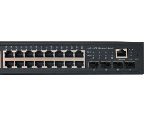 Корпоративный POE-коммутатор OSNOVO Управляемый L2 PoE коммутатор Gigabit Ethernet на 48 RJ45 PoE + 4*GE SFP, до 30W на порт, суммарно до 800W