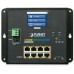 коммутатор/ PLANET IP30, IPv6/IPv4, L2+ 8-Port 10/100/1000T 802.3at PoE + 2-Port 1G/2.5G SFP Wall-mount Managed Switch with LCD touch screen (-20~70 degrees C, dual power input on 48-56VDC terminal block and power jack, ERPS Ring, 1588, Modbus TCP, O