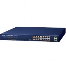 коммутатор/ PLANET GSW-1820HP 16-Port 10/100/1000T 802.3at PoE + 2-Port 1000X SFP Ethernet Switch (240W PoE Budget, Standard/VLAN/Extend mode)                                                                                                            