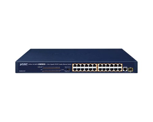 коммутатор/ PLANET FGSW-2511P 24-Port 10/100TX 802.3at PoE + 1-Port Gigabit TP/SFP combo Ethernet Switch (190W PoE Budget, Standard/VLAN/QoS/Extend mode)