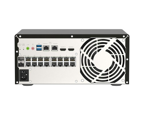 Корпоративный POE-коммутатор QNAP QGD-3014-16PT-8G 2 x 1 Gb SFP and 14 port PoE Budget 140W Multy-Gigabit switch with 4 bay network RAID storage, 16 PoE+ ports, 16 x 1GbE RJ-45, 4 bays 3.5 w/o HDD, 2 x M.2 SATA, QTS. Quad-core Celeron J4125 2.0 GHz (