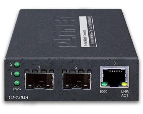 Конвертер GT-1205A медиа конвертер/ 1-Port 10/100/1000Base-T - 2-Port Gigabit SFP Switch/Redundant Media Converter