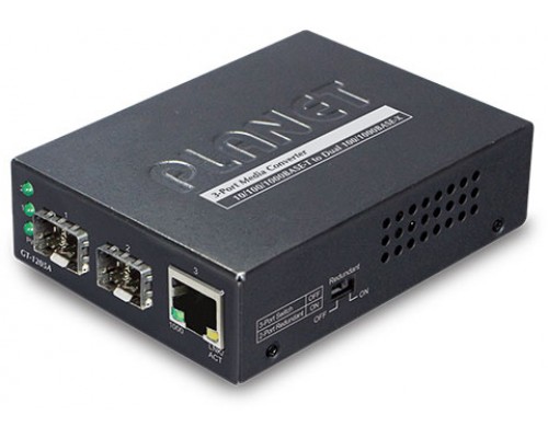 Конвертер GT-1205A медиа конвертер/ 1-Port 10/100/1000Base-T - 2-Port Gigabit SFP Switch/Redundant Media Converter