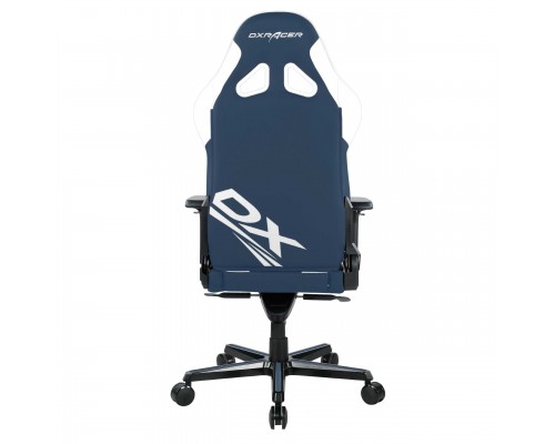 Игровое кресло DXRacer G8200 OH/G8200/BW компьютерное, до 120 кг, 4D, кожа PU, металл, раскладывание спинки на 155°, цвет  синий/белый