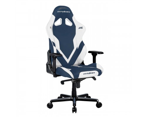 Игровое кресло DXRacer G8200 OH/G8200/BW компьютерное, до 120 кг, 4D, кожа PU, металл, раскладывание спинки на 155°, цвет  синий/белый