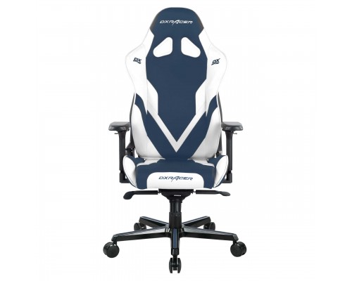 Игровое кресло DXRacer G8200 OH/G8200/BW компьютерное, до 120 кг, 4D, кожа PU, металл, раскладывание спинки на 155°, цвет  синий/белый