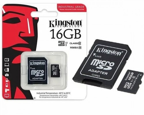 Карта памяти Kingston Industrial SDCIT2/16GB microSD, 16Gb, Class10, UHS-I, U3, V30, A1, чтение  100 Мб/с, с адаптером
