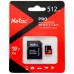 Карта памяти Netac P500 PRO NT02P500PRO-512G-R microSD, 512Gb, Class10, UHS-I Class 3 (U3), чтение  до 100 Мб/сек, с SD адаптером