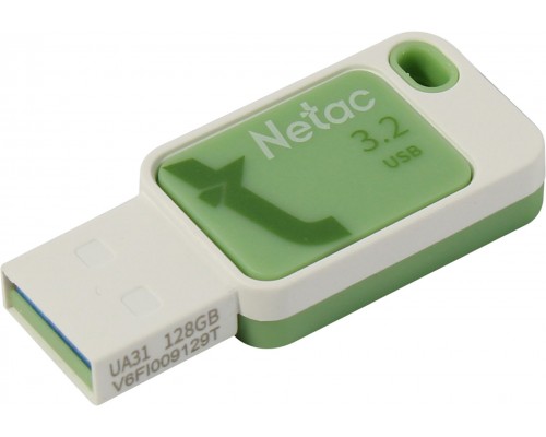 Флеш карта Netac UA31 NT03UA31N-128G-32GN 128Gb, USB 3.2, запись 45 Мб/сек, чтение 110 Мб/сек, пластик, зеленый/белый