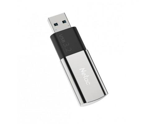 Флеш карта Netac US2 NT03US2N-128G-32SL 128Gb, USB 3.2, запись  500 Мб/сек, чтение  550 Мб/сек, сплав цинка, серебристый