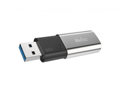 Флеш карта Netac US2 NT03US2N-128G-32SL 128Gb, USB 3.2, запись  500 Мб/сек, чтение  550 Мб/сек, сплав цинка, серебристый