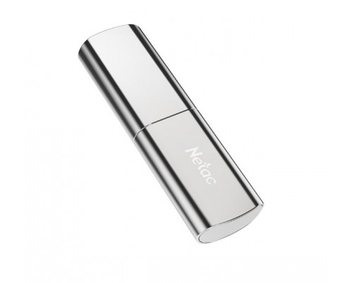 Флеш карта Netac US2 NT03US2N-128G-32SL 128Gb, USB 3.2, запись  500 Мб/сек, чтение  550 Мб/сек, сплав цинка, серебристый