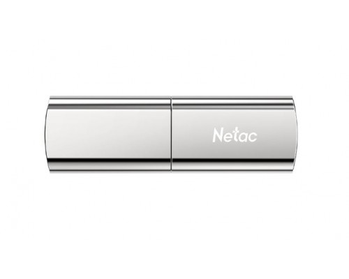 Флеш карта Netac US2 NT03US2N-128G-32SL 128Gb, USB 3.2, запись  500 Мб/сек, чтение  550 Мб/сек, сплав цинка, серебристый