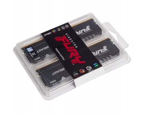 Оперативная память 32GB Kingston Fury Beast RGB KF432C16BBAK2/32 (2x16GB KIT) DDR4, 3200 MHz, 25600 Мб/с, CL16, 1.35 В (DIMM)