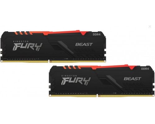 Оперативная память 32GB Kingston Fury Beast RGB KF432C16BBAK2/32 (2x16GB KIT) DDR4, 3200 MHz, 25600 Мб/с, CL16, 1.35 В (DIMM)