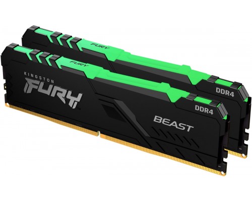 Оперативная память 32GB Kingston Fury Beast RGB KF432C16BBAK2/32 (2x16GB KIT) DDR4, 3200 MHz, 25600 Мб/с, CL16, 1.35 В (DIMM)