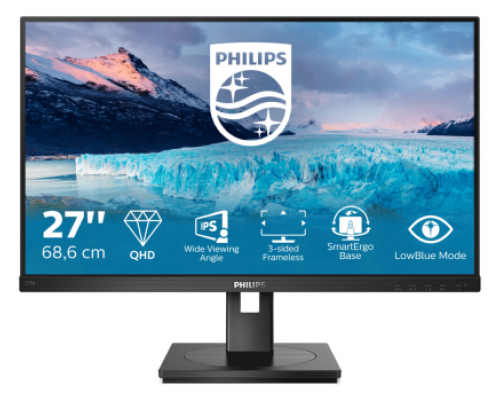 Монитор LCD 27'' [16:9] 2560х1440(WQHD) IPS, nonGLARE, 300cd/m2, H178°/V178°, 1000:1, 50M:1, 16.7M, 4ms, DVI, HDMI, DP, Height adj, Tilt, Swivel, Speakers, 3Y, Black