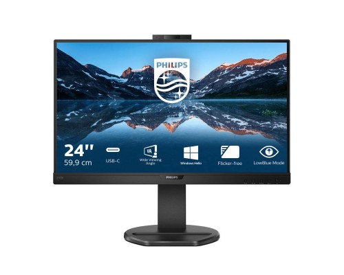 Монитор LCD 23.8'' 16:9 1920х1080(FHD) IPS, nonGLARE, 250cd/m2, H178°/V178°, 1000:1, 50M:1, 16,7 миллионов цветов, 4ms, VGA, HDMI, DP, USB-Hub, Height adj, Tilt, Swivel, Speakers, 3Y, веб-камера, Black