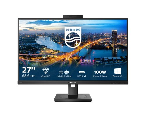 Монитор LCD 27'' 16:9 2560х1440(WQHD) IPS, nonGLARE, Нет, 75 Гц, 350cd/m2, H178°/V178°, 1000:1, 50M:1, 16,7, 4ms, HDMI, DP, USB-Hub, Height adj, Speakers, camera, Black