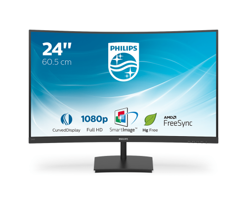 Монитор LCD 23.6'' [16:9] 1920х1080(FHD) VA, Curved, nonGLARE, Нет, 75 Гц, 250cd/m2, H178°/V178°, 3000:1, 16,7 миллионов цветов, 4ms, VGA, HDMI, Tilt, 2Y, Black