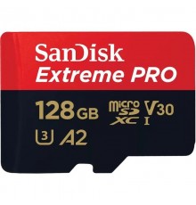 Карта памяти SanDisk Extreme Pro microSD UHS I Card 128GB for 4K Video on Smartphones, Action Cams & Drones 200MB/s Read, 90MB/s Write, Lifetime Warranty                                                                                                 