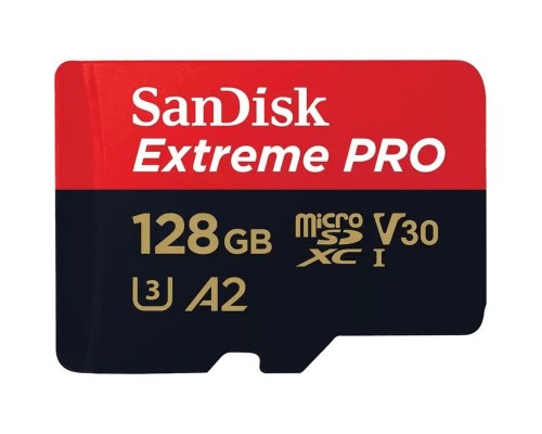 Карта памяти SanDisk Extreme Pro microSD UHS I Card 128GB for 4K Video on Smartphones, Action Cams & Drones 200MB/s Read, 90MB/s Write, Lifetime Warranty
