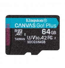 Карта памяти Kingston 64GB microSDXC Canvas Go Plus 170R A2 U3 V30 Single Pack w/o ADP                                                                                                                                                                    