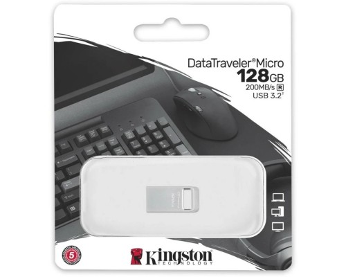 Флеш-накопитель Kingston 128GB DataTraveler Micro 200MB/s Metal USB 3.2 Gen 1