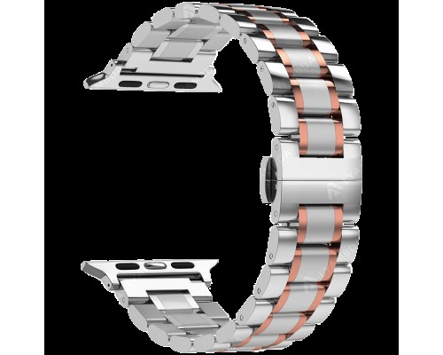 Ремешок из нержавеющей стали для Apple Watch 42/44 mm LYAMBDA CETUS DSG-25-44-SR Silver/Rose Gold
