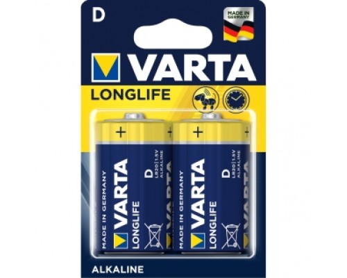 Батарейка Varta LONGLIFE LR20 D BL2 Alkaline 1.5V (4120) (2/20/100)