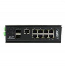 Промышленный гигабитный L2+ коммутатор OSNOVO на 10 портов , 8*10/100/1000Base-T, 2*SFP 1000Base-X, БП опционально                                                                                                                                        