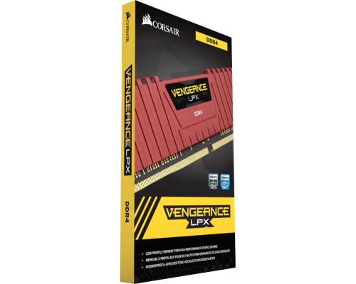 Память оперативная/ Corsair DDR4, 3200MHz 16GB 2x8GB Dimm, Unbuffered, 16-18-18-36, XMP 2.0, Vengeance LPX red, Black PCB, 1.35V, for SKL