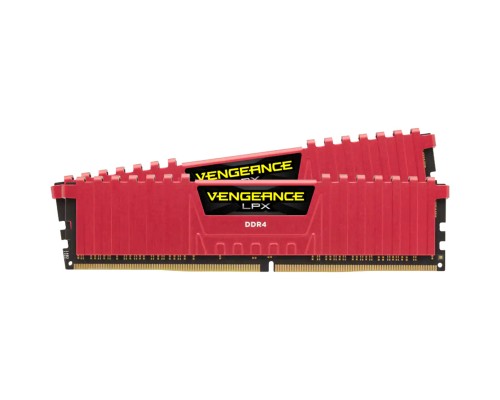 Память оперативная/ Corsair DDR4, 3200MHz 16GB 2x8GB Dimm, Unbuffered, 16-18-18-36, XMP 2.0, Vengeance LPX red, Black PCB, 1.35V, for SKL