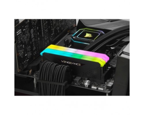 Память оперативная/ Corsair DDR4, 3200MHz 16GB 2x8GB Dimm, Unbuffered, 16-20-20-38, XMP 2.0, Vengeance RGB RS, RGB LED, Black PCB, 1.35V, for AMD Ryzen & Intel