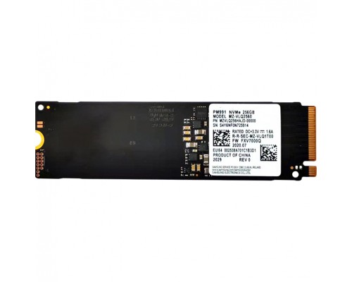 Твердотельный накопитель/ Samsung SSD PM991a, 256GB, M.2(22x80mm), NVMe, PCIe 3.0 x4, R/W 3100/1300MB/s, IOPs 220 000/300 000 (12 мес.)