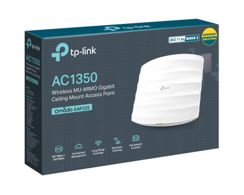 Точка доступа/ AC1350 MU-MIMO Gb Ceiling Mount Access Point, 802.11a/b/g/n/ac wave 2, 802.3af Standard PoE and Passive PoE (Passive POE Adapter included), 1 10/100/1000Mbps hidden LAN port