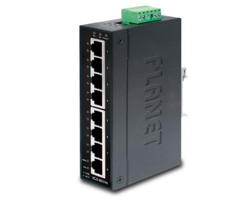 коммутатор/ PLANET IP30 Slim type 8-Port Industrial Manageable Gigabit Ethernet Switch (-40 to 75 degree C)