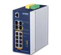 коммутатор/ PLANET IP30 Industrial L2+/L4 8-Port 1000T 802.3at PoE+ 2-port 100/1000X SFP + 2-port 10G SFP+ Full Managed Switch (-40 to 75 C, dual redundant power input on 48~56VDC terminal block, DIDO)                                                 