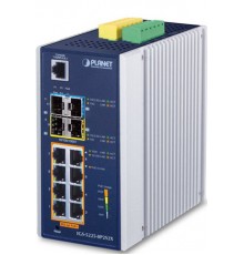 коммутатор/ PLANET IP30 Industrial L2+/L4 8-Port 1000T 802.3at PoE+ 2-port 100/1000X SFP + 2-port 10G SFP+ Full Managed Switch (-40 to 75 C, dual redundant power input on 48~56VDC terminal block, DIDO)                                                 