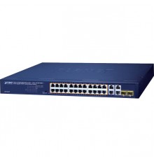 коммутатор/ PLANET GSW-2824P 24-Port 10/100/1000T 802.3at PoE + 2-Port 10/100/1000T + 2-Port Gigabit TP/SFP Combo Ethernet Switch (250W PoE Budget, Standard/VLAN/Extend mode, supports PD alive check)                                                   