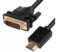 Кабель видео Greenconnect Кабель HDMI-DVI 7.5m черный, OD7.3mm, 28/28 AWG, позолоченные контакты, 19pin AM / 24+1M AM double link, GCR-HD2DVI1-7.5m, тройной экран                                                                                        