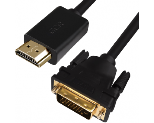 Кабель видео Greenconnect Кабель HDMI-DVI 7.5m черный, OD7.3mm, 28/28 AWG, позолоченные контакты, 19pin AM / 24+1M AM double link, GCR-HD2DVI1-7.5m, тройной экран