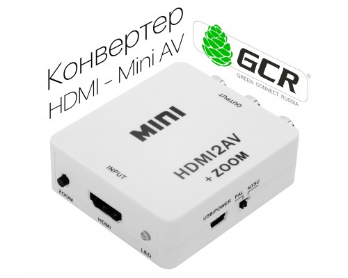 Конвертер HDMI -> AV Greenline, PAL, NTSC, SECAM, 1080p + ZOOM, GL-v128