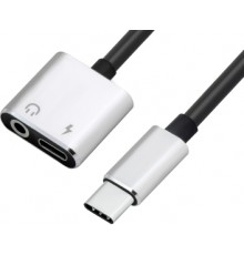 Кабель видео Greenconnect Адаптер переходник-гибкий USB 2.0 Type C/ AUDIO, CM/CF+jack 3,5mm F                                                                                                                                                             