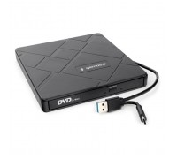 Внешний DVD-привод Gembird DVD-USB-04 USB 3.0 со встроенным кардридером и хабом пластик, черный (271668)                                                                                                                                                  