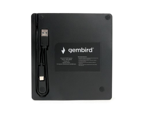 Внешний DVD-привод Gembird DVD-USB-04 USB 3.0 со встроенным кардридером и хабом пластик, черный (271668)
