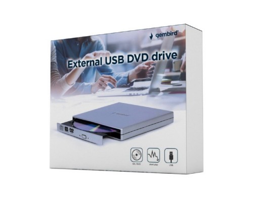 Внешний DVD-привод Gembird DVD-USB-02-SV с интерфейсом USB 2.0 пластик, серебро (115681)