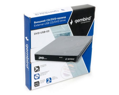 Внешний DVD-привод Gembird DVD-USB-03 USB 3.0 пластик, черный (DVD-USB-03) (271651)